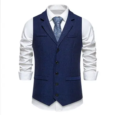 Image de Gilet Homme Vintage Tweed à Revers - Style Britannique