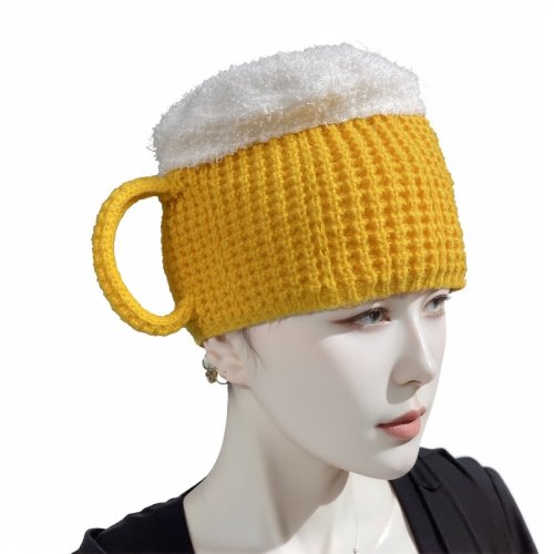 Imagen de Gorros de copa de cerveza 3D, gorro de fiesta Unisex, gorro de línea de cabello, calentadores de orejas para amantes de la cerveza para mujeres y hombres, regalos de Año Nuevo, regalo divertido de San