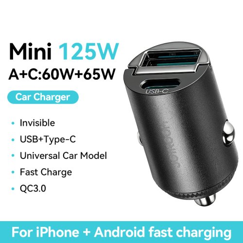 Imagen de Joyroom-cargador de coche con anillo de tracción, 30W, USB tipo C, puertos rápidos duales, carga ráp...