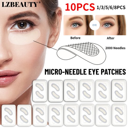 Image of Natural Hyaluronic Acid Microneedle Eye Patches for Anti-Aging, Dark Circle Reduction, and Deep Moisturizing – Korean Skin Care Essence Mask (10 Pcs)