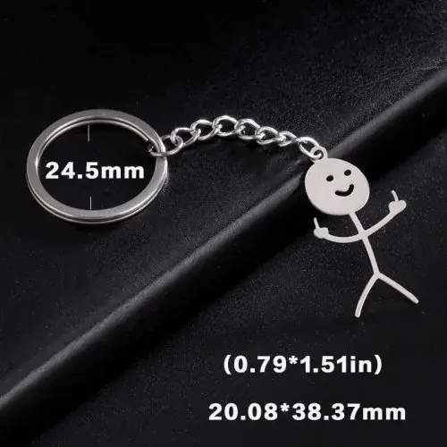 Image de Porte-clés Doigt Middle Finger Drôle en Acier Inoxydable