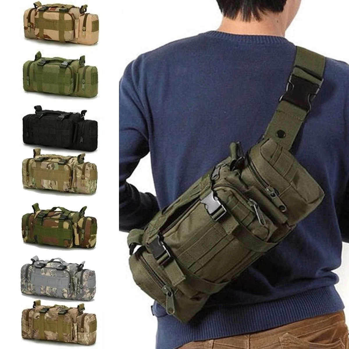 Afbeelding van Waterdichte Outdoor Heuptas voor Jacht, Camping en Wandelen – Multifunctionele Borsttas met Grote Capaciteit