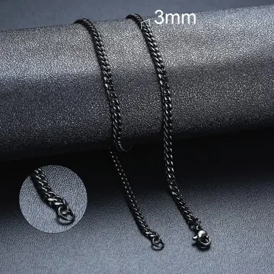Image de Collier chaîne cubaine 3mm - Acier inoxydable argent//or