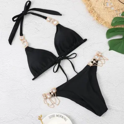Image de Bikini Push-Up Strass Élégant Femme 2025