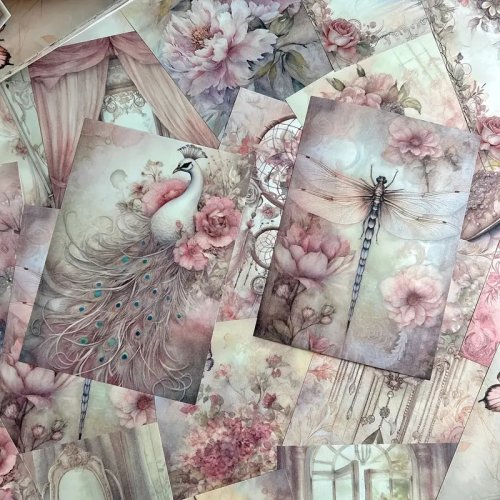 Afbeelding van 50 stuks vintage scrapbooking papier - handgemaakte decoratieve achtergrond voor DIY tent, collage en ambachtelijke projecten