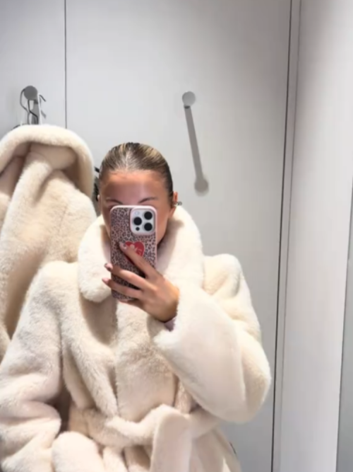 Zdjęcie Kurtki ze sztucznego futra damskie luźne z klapami długie rękawy paski puszyste grube płaszcze damskie 2025 zima szykowne ciepłe jednolite codzienne okrycia wierzchnie