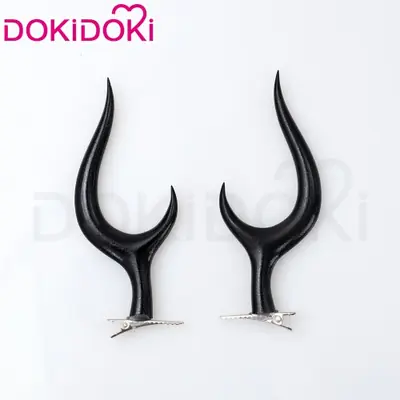 Image de Perruque Alastor Cosplay - Rouge & Noir, Oreilles, Lunettes, Gants