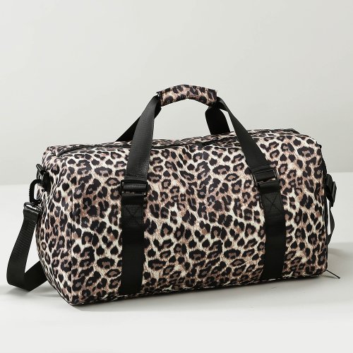 Bild von Modische Reisetasche mit Leopardenmuster – Große Kapazität, Unabhängiges Schuhfach, Ideal als Fitness-, Wochenend- und Yoga-Tasche