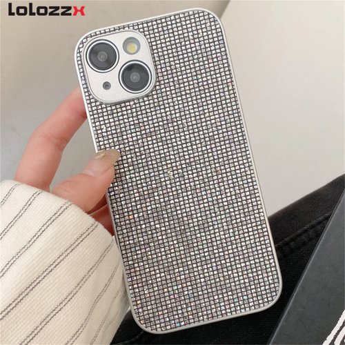 Zdjęcie Eleganckie etui na telefon z kryształkami – moda Shine w jednolitym kolorze, ochrona antywstrząsowa dla iPhone 11, 12, 13, 14, 15, Pro Max, X, XR, XS Max, 7