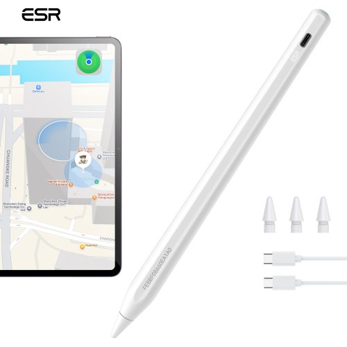 Image of ESR Geo Digital iPad Pencil Stylus Pen Compatible with Apple iPad 2018-2025, iPad Air 13-inch, 11-inch, iPad Pro 12.9-inch, 13-inch, 11-inch, iPad Mini 7th & 6th Generation – Precision Touch, Pressure Sensitivity, Magnetic Charging