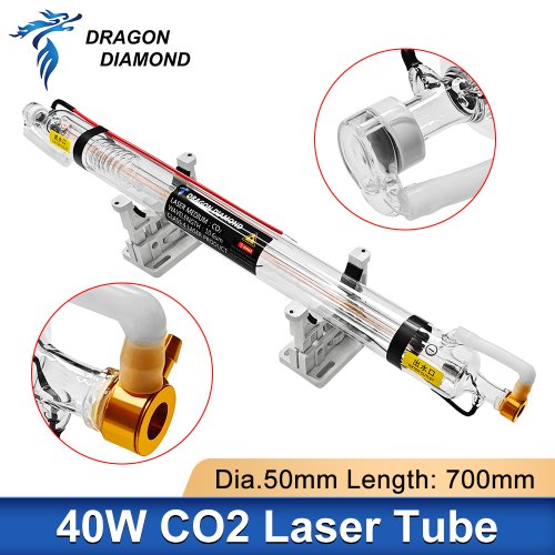 Imagen de Tubo Láser CO2 de 40W y 45W con Cabezal Metálico de Vidrio de 700mm para Máquina Cortadora y Grabadora Láser CO2 DIY