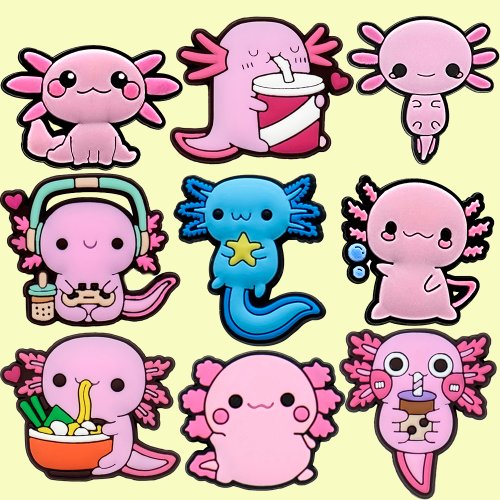 Zdjęcie Urocze Charmy Salamandry PVC do Butów – Różowe i Niebieskie