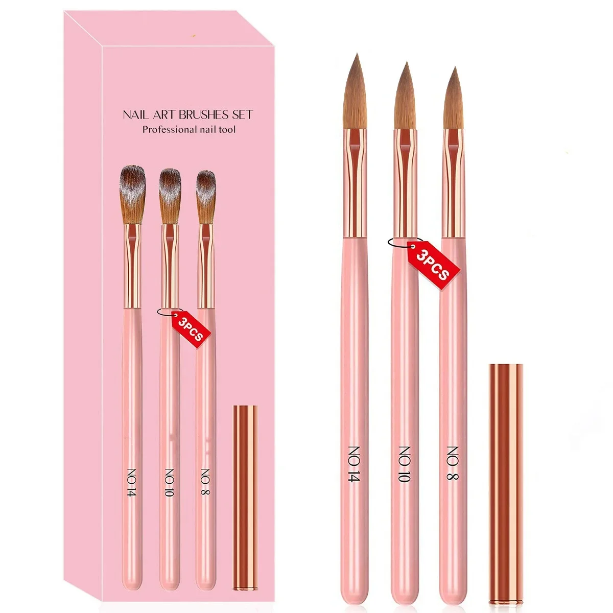 Afbeelding van Natuurlijke Nagelkunst Set met Roze Houten Stift – Compleet Manicuregereedschap voor Creatieve Nageldecoratie