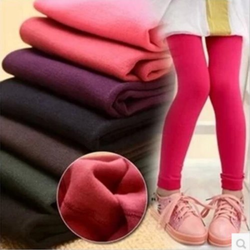 Imagen de Otoño Invierno niñas Leggings más terciopelo para mantener el calor colores dulces niños niñas pantalones 3-9 años niños Leggings para niñas