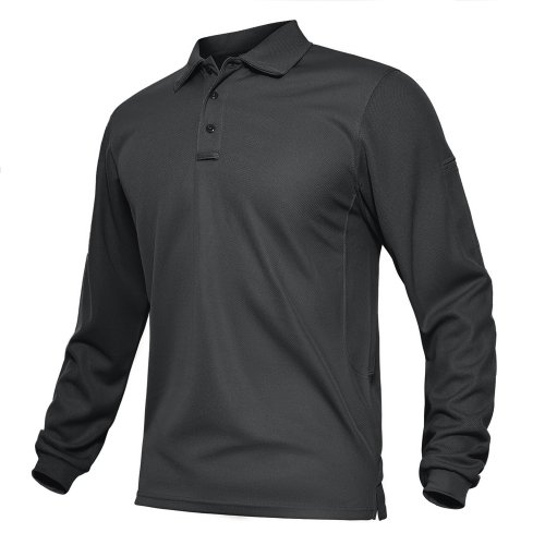 Image of TACVASEN Summer Long Sleeve Performance Quick Drying Polos T-shirts Mens Office Shirt Golf Team Work Shirts Casual Tops
