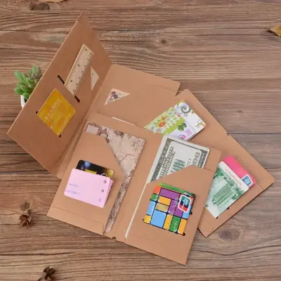 Image de Porte-fichiers Kraft Vintage - Organisez Votre Voyage en Style