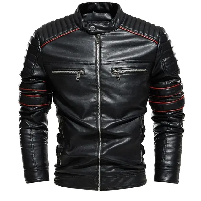 Image de Veste en Cuir Moto Homme Doublée Fourrure - Style Streetwear