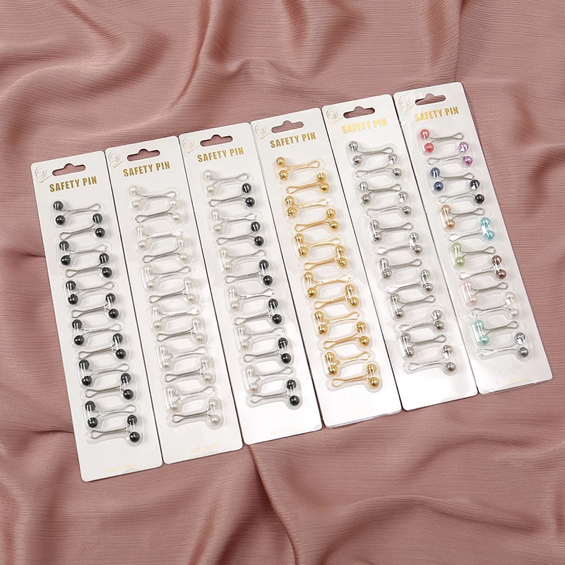 Afbeelding van 12 stks/zak Moslim Hijab Pins Sjaal Mode Vrouwen Safey Broche Sieraden Islamitische Veelkleurige Hoofddoek Etnische Gesp