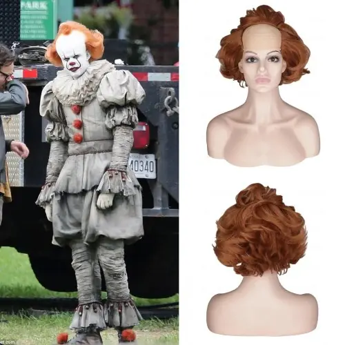 Image de Perruque Bouclée Brun Gingembre - Cosplay Pennywise & Halloween