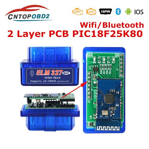 Image of Super Mini ELM327 Bluetooth v1.5 with Dual PIC18F25K80 WiFi OBD2 Scanner – Universal Car Diagnostic Tool for Android & iOS Devices