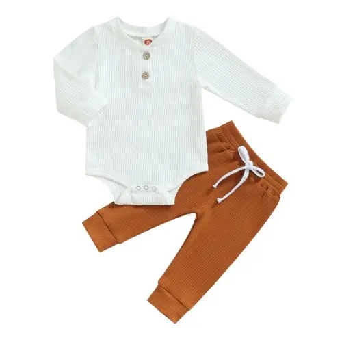 Image de Tenue Automne Bébé - Ensemble 2 Pièces Rayures Côtelées