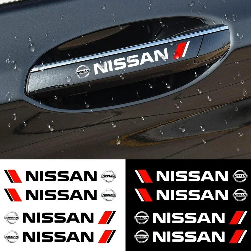 Afbeelding van 4 stuks auto styling deurklink decoratie stickers voor Nissan J10, X-Trail, Qashqai, Juke, Leaf, Micra, Note en Patrol – elegante bescherming en stijlvolle uitstraling