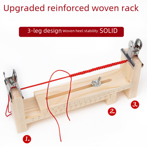 Image de Kit Créatif de Tressage de Bijoux - Cordon Rouge & Support en Bois