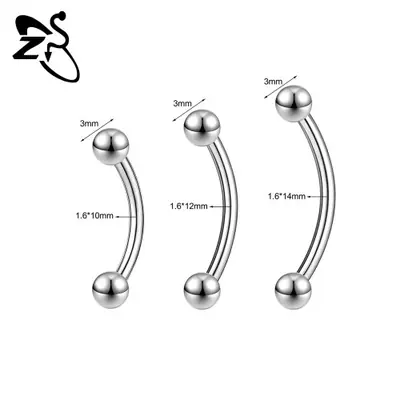 Image de Anneau de nombril en acier inoxydable - 6mm, 14mm, incurvé