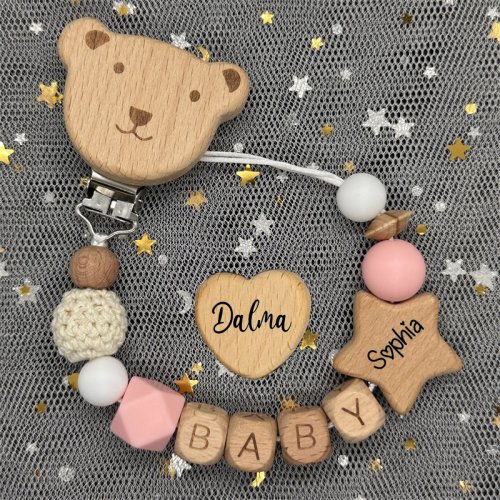 Image de Sucette en Bois Personnalisée pour Bébé