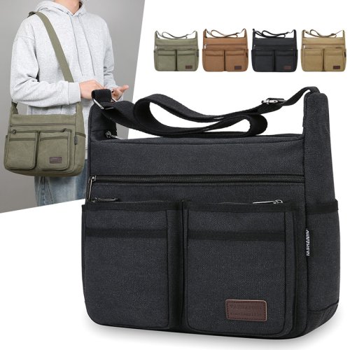 Image of Stylish Neutral Business Casual Crossbody Bag with Adjustable Shoulder Straps and Multiple Zippered Compartments