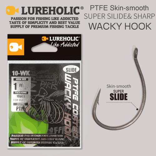 Zdjęcie Hak wędkarski Lureholic PTFE Super Slide Wacky – offsetowy hak do drop shot, crank worm i techniki wacky, akcesoria wędkarskie