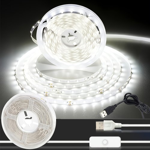 Image of 5M 5V USB LED Strip Lights with 2835 SMD Chips – Warm and Cool White, 60 LEDs per Meter – Flexible Tape for TV Backlighting, Bedroom, Wardrobe, Kitchen Cabinet, and Home Decoration