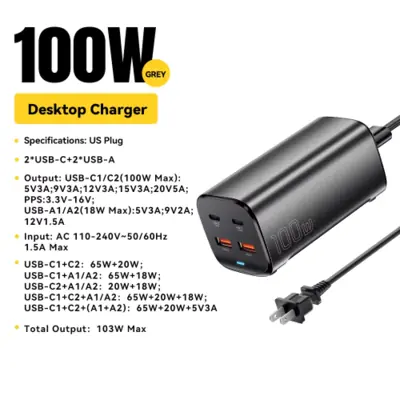 Image de Chargeur USB-C 100W Ultra-Rapide pour iPhone, MacBook & PC