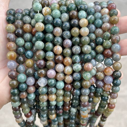 Imagen de Cuentas de Ágata India Natural Redondas en Tamaños 4, 6, 8, 10 y 12 mm – Espaciadores Sueltos para Joyería DIY, Pulseras y Collares – Venta al Por Mayor