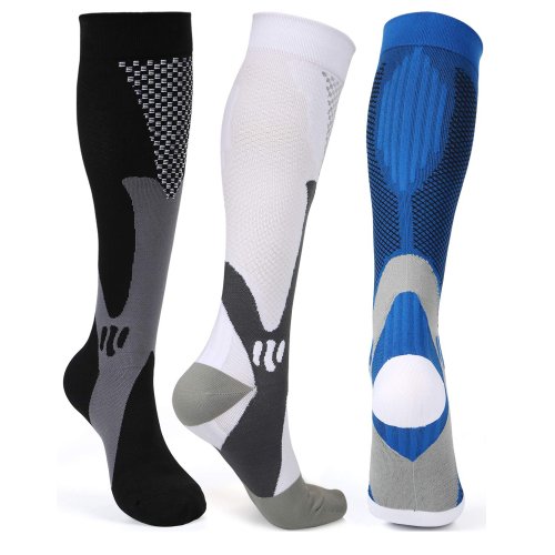 Afbeelding van 3 Paar Medische Compressiekousen voor Heren en Dames – 20-30 mmHg, Ideaal voor Sport, Marathon, Fietsen en Spataderen