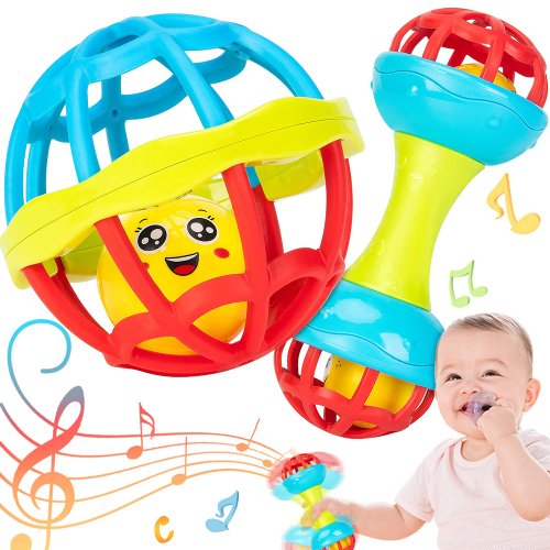 Imagen de Sonajeros Educativos para Bebés de 0 a 12 Meses con Juego Giratorio y Coctelera Sensorial - Juguetes Desarrolladores para Niños y Niñas Recién Nacidos