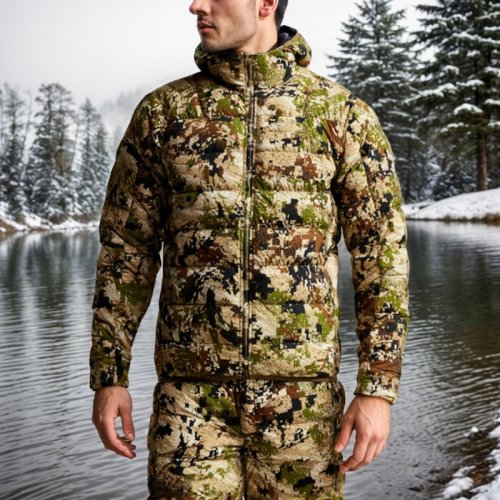 Image of Men's Kelvin Lightweight Down Jacket Winter Camouflage Fishing and Hunting Suit