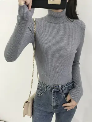 Image de Pull Hiver Femme Tricoté Chaud Col Roulé
