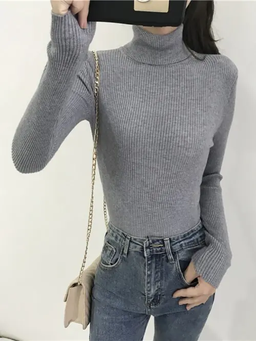 Image de Pull Hiver Femme Tricoté Chaud Col Roulé