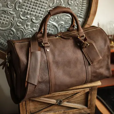 Image de Sac de Voyage Vintage en Cuir pour Homme
