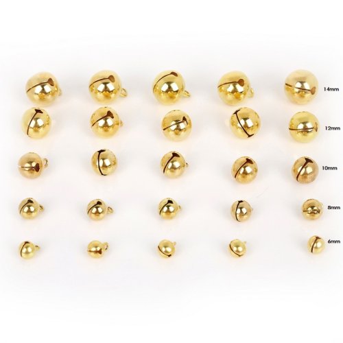 Bild von 20-100 Stücke 6mm/8mm/10mm/12mm/14mm Gold Kupfer Lose Perlen kleine Jingle Bells Frohe Weihnachten Weihnachten Baum Dekoration Ornament Hause