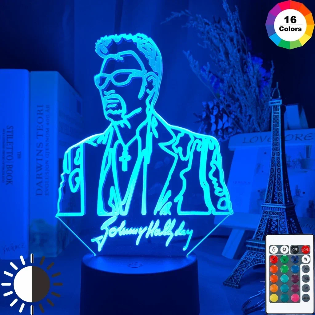 Image of Johnny Hallyday Signature LED Night Light – Color-Changing Tribute Lamp for Fans, Home Decor, Bedroom & Desk Lighting