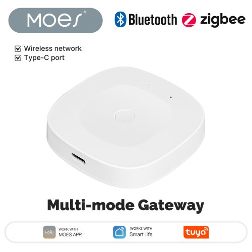 Immagine di Gateway Smart Multimodale Moes con Zigbee, Bluetooth e Mesh: Hub Domotico Tuya per Controllo Vocale Alexa e Google Home