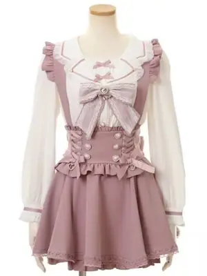 Image de Jupe Lolita Gothique Mini avec Nœud Ruban & Boucle Perles