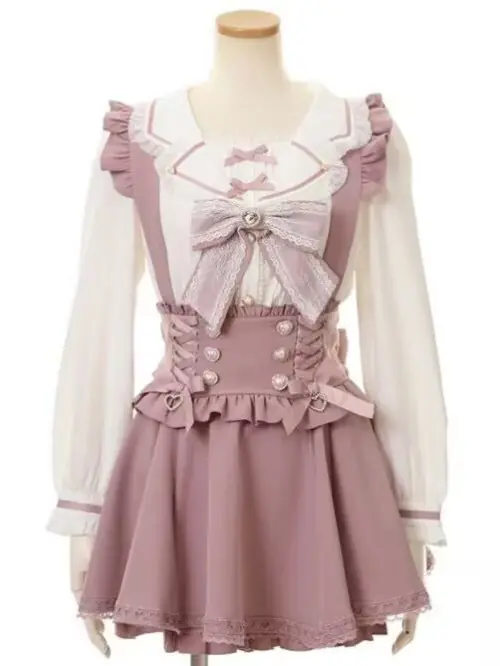 Image de Jupe Lolita Gothique Mini avec Nœud Ruban & Boucle Perles