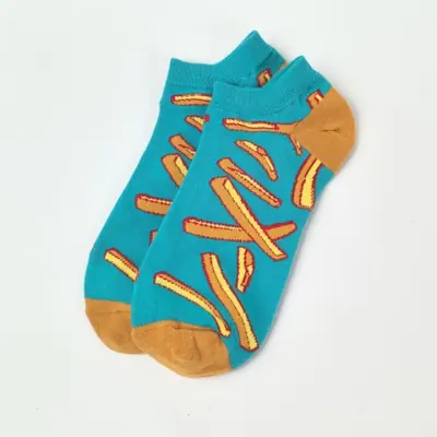 Image de Chaussettes Mi-Mollet Imprimé Ketchup & Frites - Style Drôle Unisexe