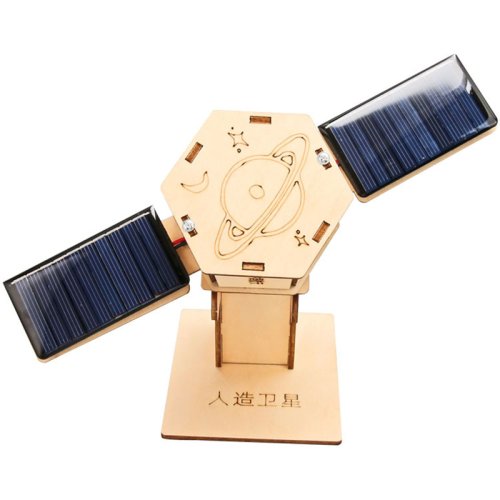 Afbeelding van Houten DIY Zonnewijzer Satelliet Model - Educatief Wetenschapsproject voor Kinderen en Jongeren