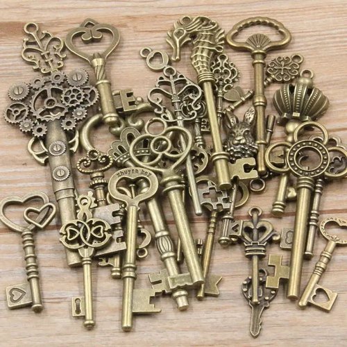 Image of Natural Metal Key Charms Pack – 50g Assorted Pendant Set for DIY Jewelry Making, Bracelets, Necklaces & Crafting Projects