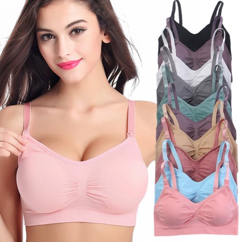 Imagen de Sujetadores de Maternidad Transpirables y Cómodos para Embarazadas, Bralette sin Costuras para Amamantar, Ropa Interior de Lactancia Suave y Elástica para Mujer