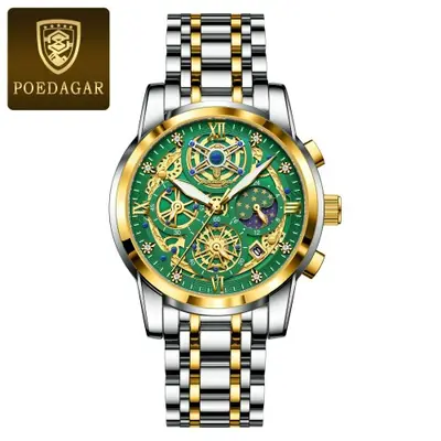 Image de Montre Homme Luxe Étanche avec Chronographe et Bracelet Acier Inoxydable